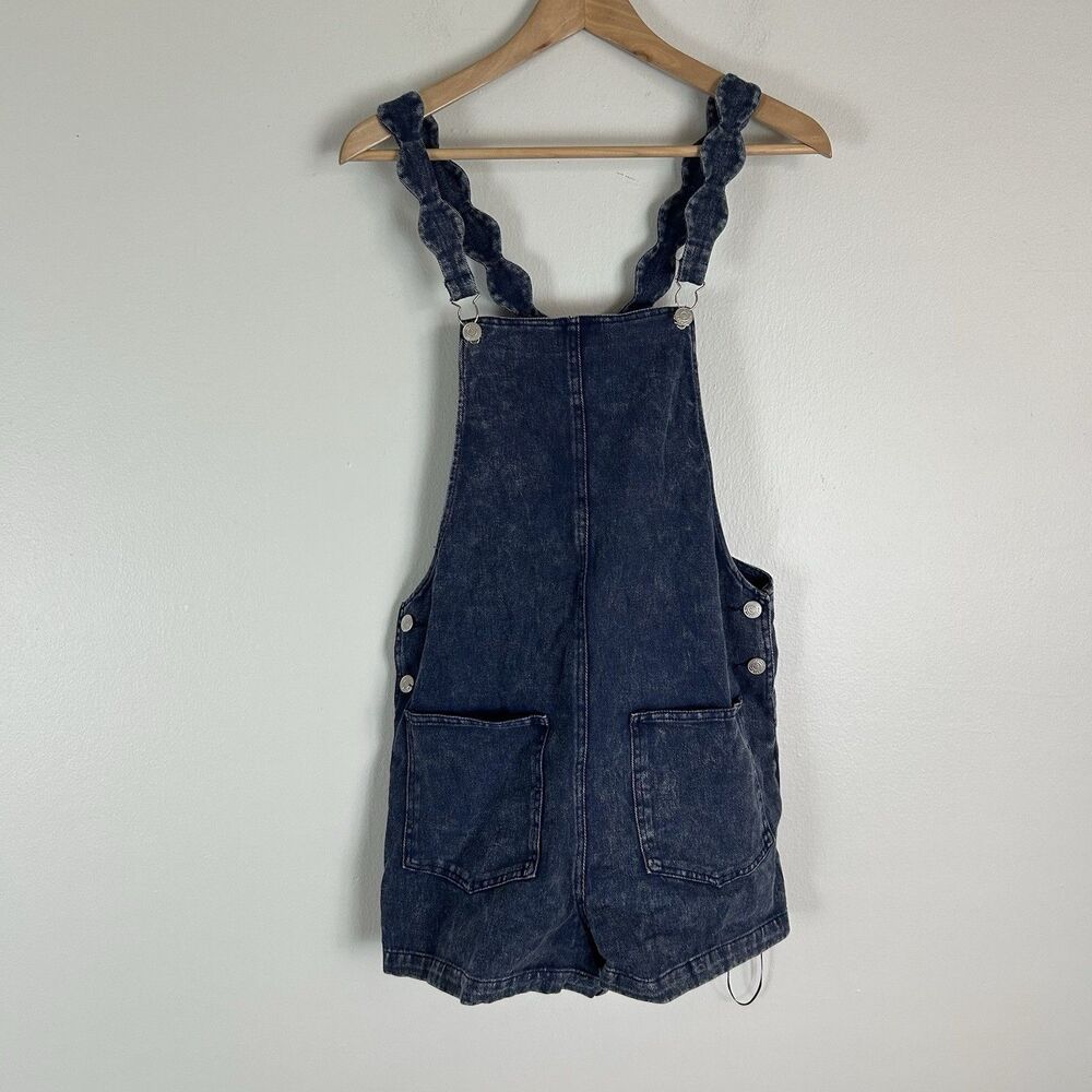 &merci 100% Cotton Denim Overall Romper Shorts Small Scallop Hippie Shorts